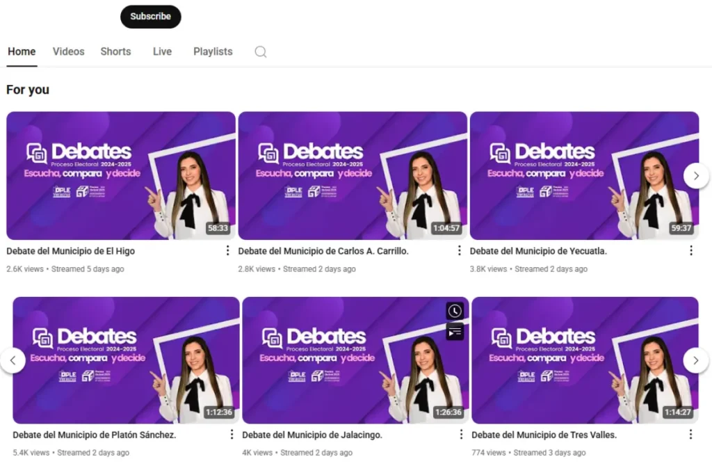Página YouTube OPLE