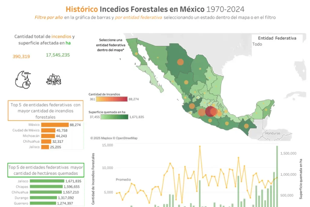 Historico incendios México